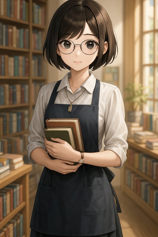 本屋店員のコスプレのプロンプト紹介|AI画像