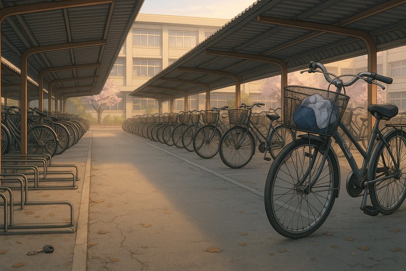 学校の自転車置き場のプロンプト｜画像生成AI用