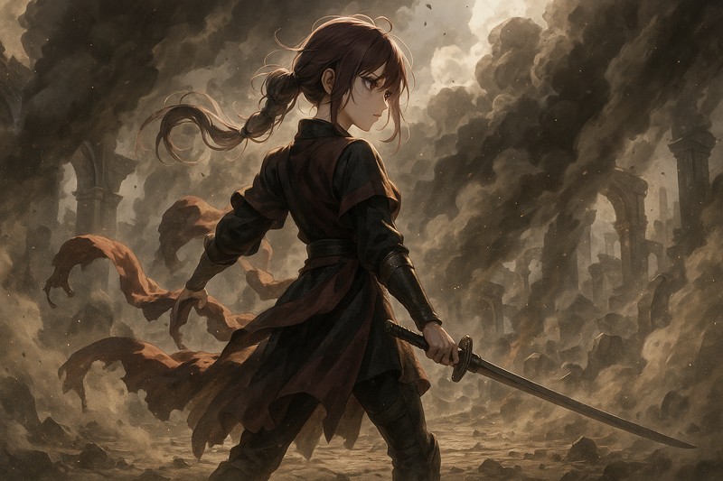 煙・チリを描写するプロンプトを用いたイラスト参考例|AI画像