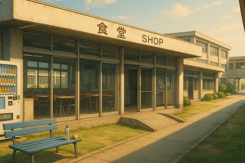 食堂・購買棟のプロンプト｜画像生成AI用