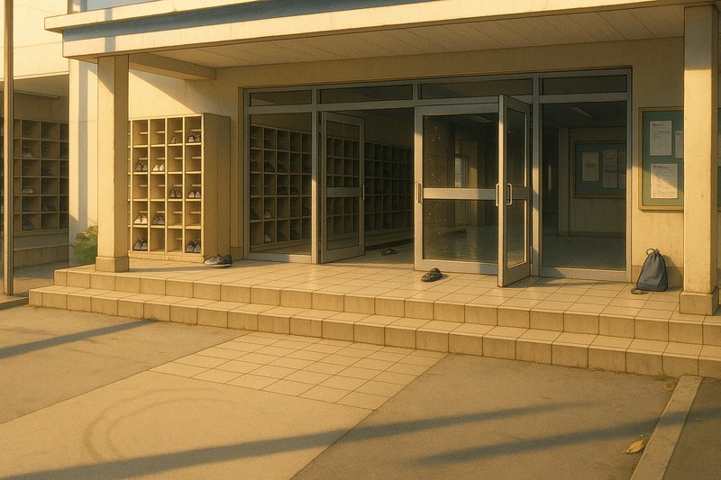 昇降口・下駄箱付近のプロンプト｜画像生成AI用