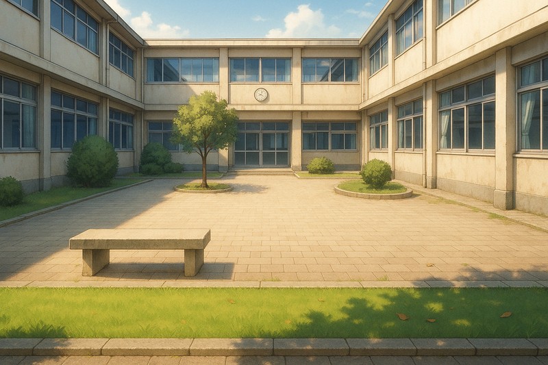 学校の中庭のプロンプト｜画像生成AI用