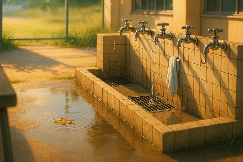 学校の水飲み場のプロンプト｜画像生成AI用