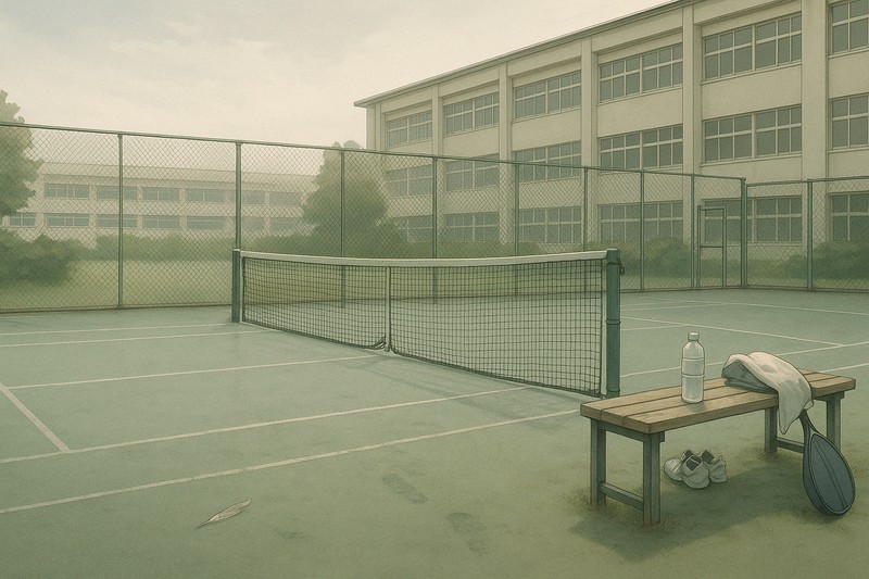 学校のテニスコートのプロンプト｜画像生成AI用