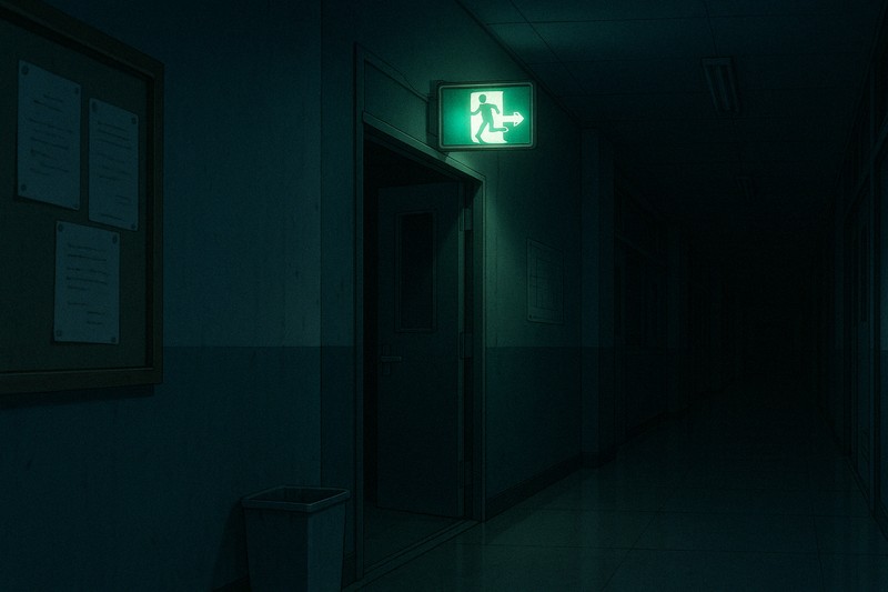 学校の非常口表示灯のプロンプト｜画像生成AI用