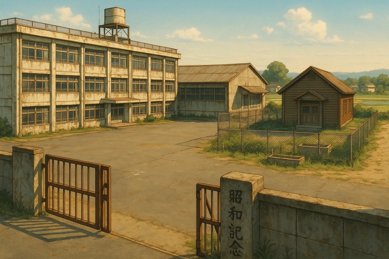 昭和の学校の外観のプロンプト｜画像生成AI用
