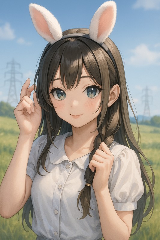 うさみみヘッドバンドのAIイラスト|プロンプト例