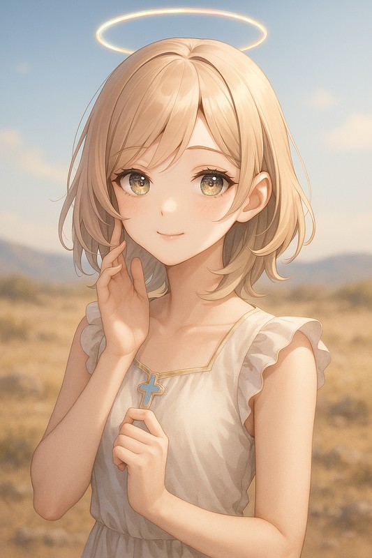 天使の輪(ハロー)のAIイラスト|プロンプト例