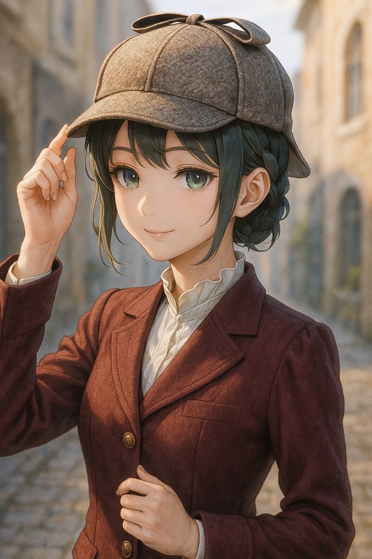 デアストーカー帽のプロンプト紹介｜美少女AIイラスト