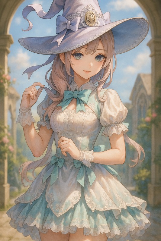 魔法少女風の飾り付き帽子のプロンプト紹介｜美少女AIイラスト
