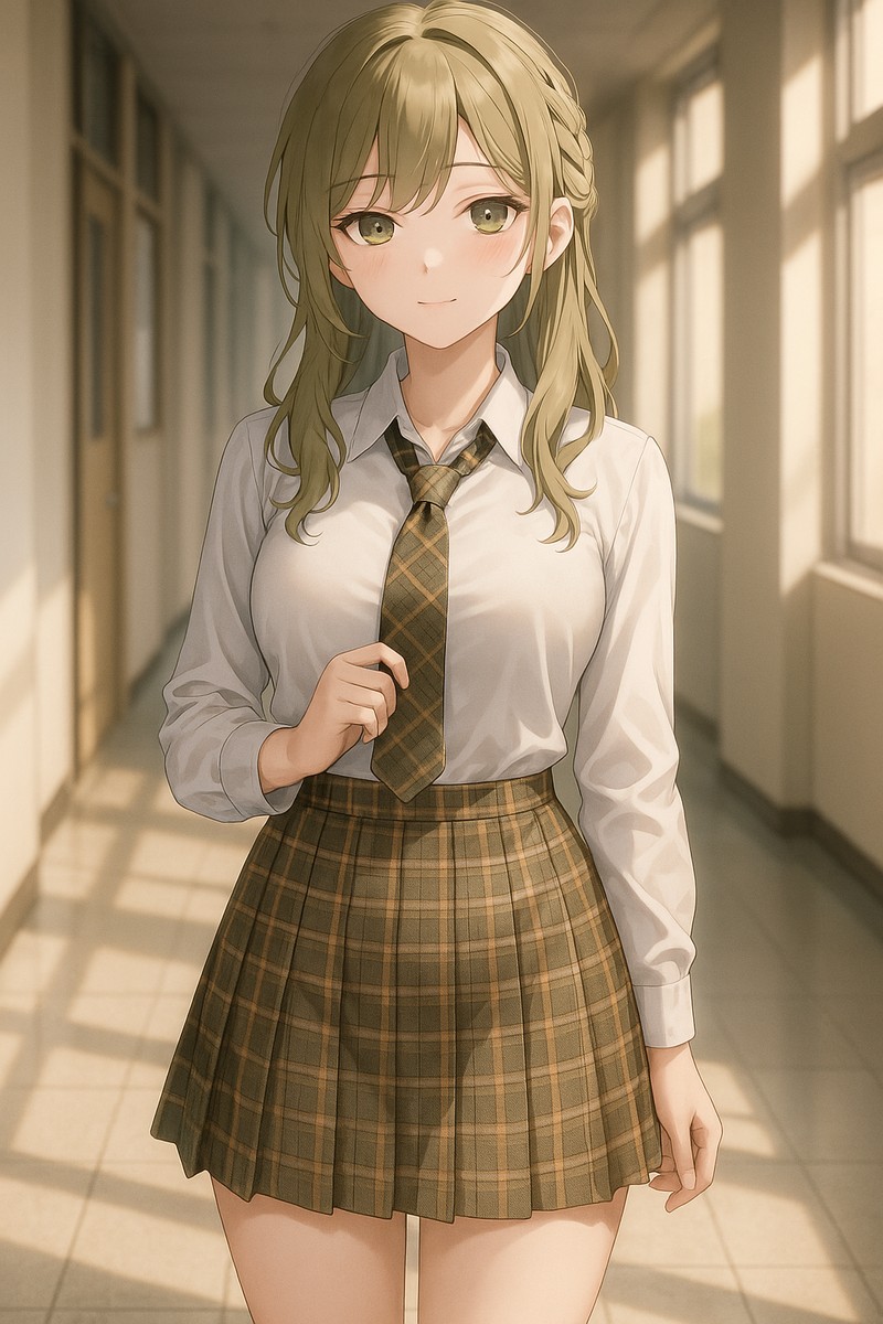 ガンクラブチェックのスカート｜AIイラスト再現プロンプト
