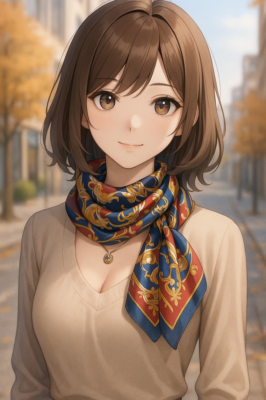 シルクスカーフのAIイラスト|プロンプト紹介