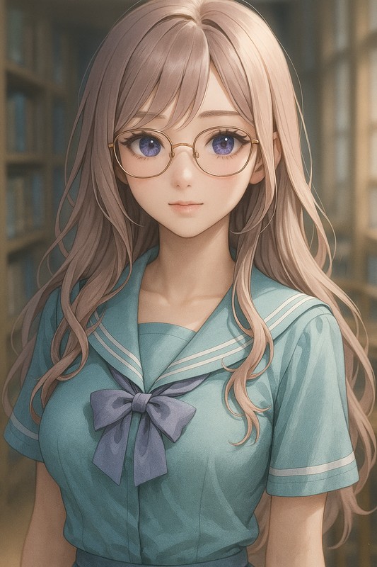 オーバルメガネのAIイラスト|プロンプト紹介