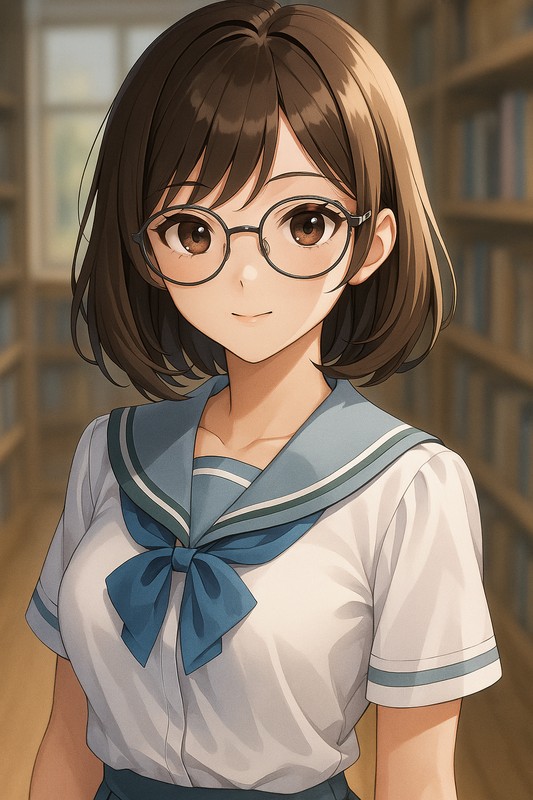 丸メガネのAIイラスト|プロンプト紹介