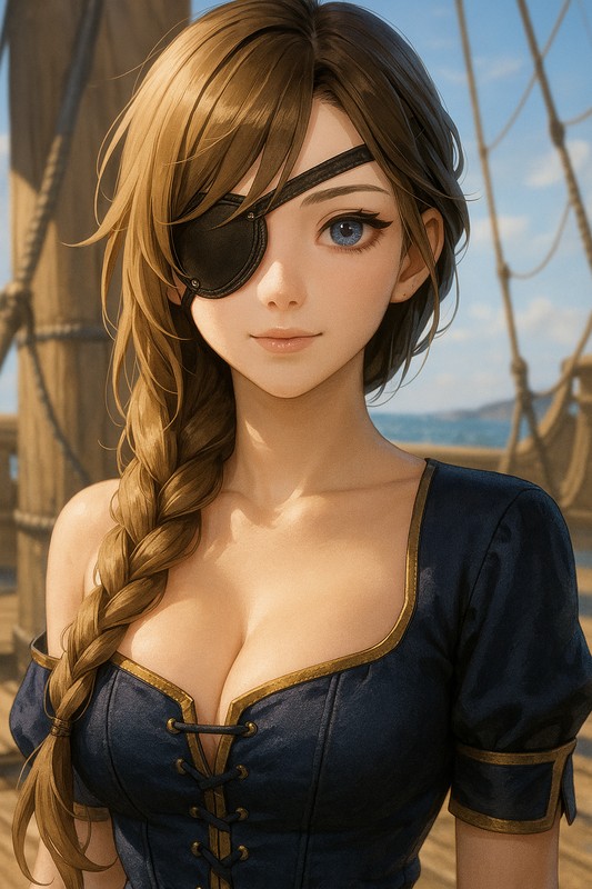 海賊風の眼帯・アイパッチのAIイラスト|プロンプト紹介