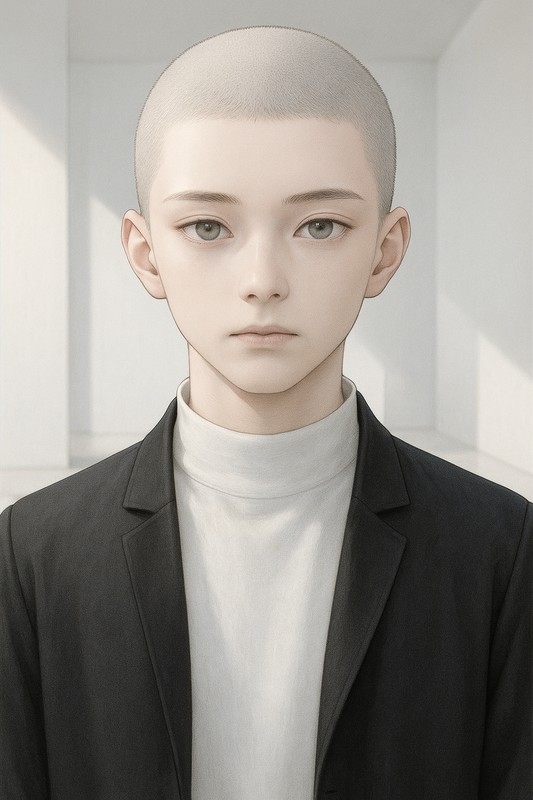 バズカットの男子のAIイラスト|髪型プロンプト紹介