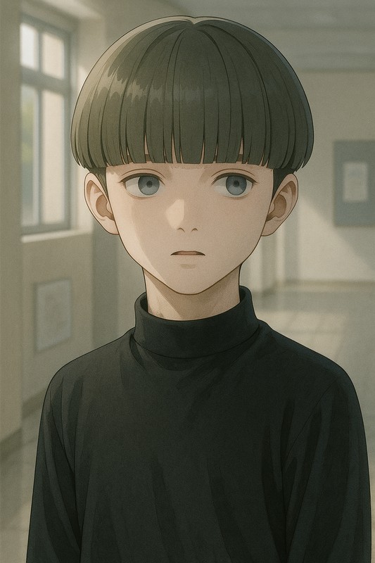 ボウルカットの男子のAIイラスト|髪型プロンプト紹介