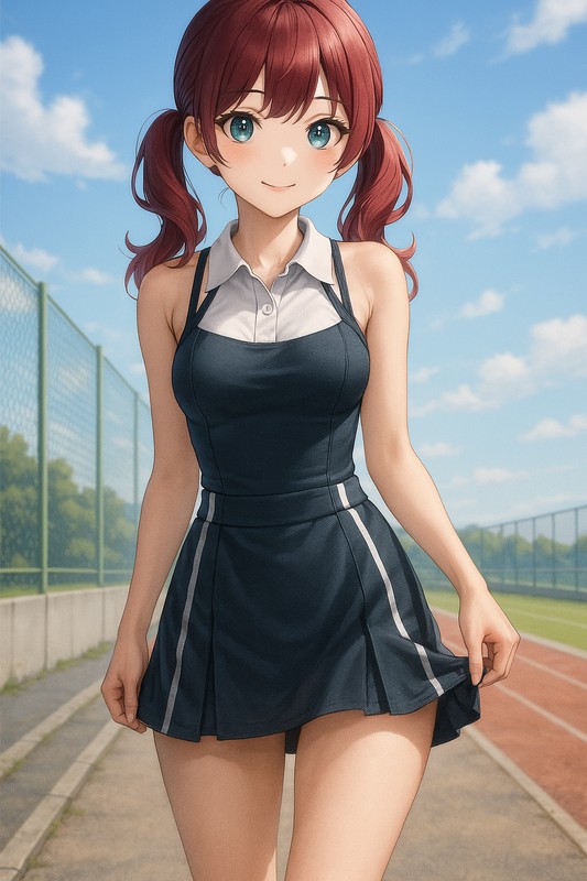 スポーティジャンパースカートの美少女イラスト|AI画像