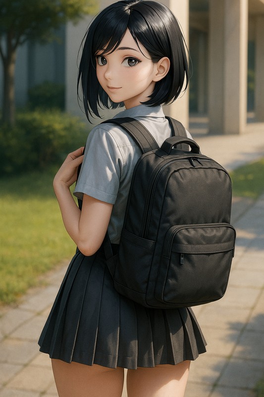 ノートPCリュックの美少女のプロンプト紹介|AIイラスト