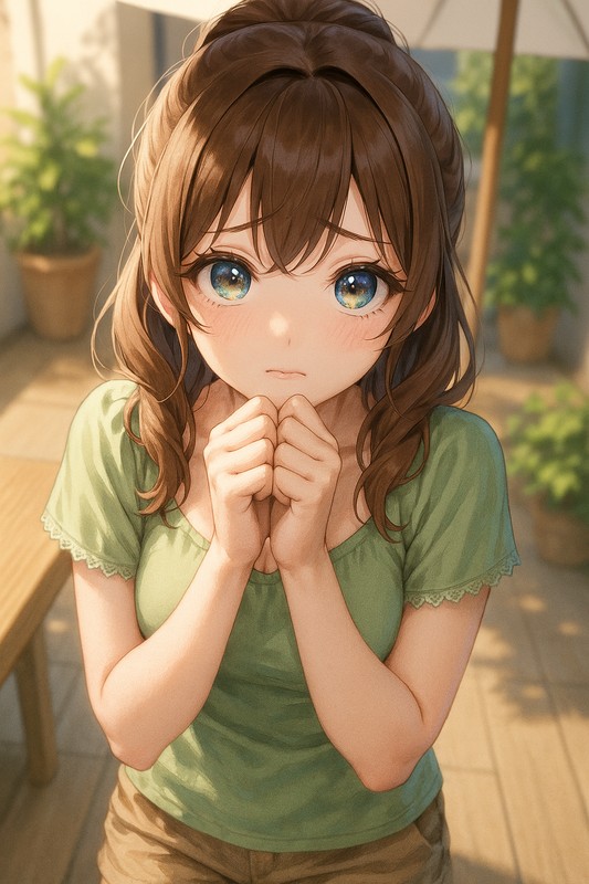 上目遣いの目線の美少女のAIイラスト作例-1