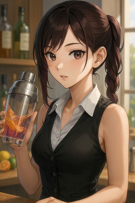 シェーカーグラスを持つ美少女AIイラスト｜プロンプト紹介