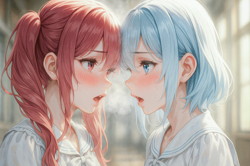 steam,blushプロンプトを用いた美少女イラストの作例|AI画像