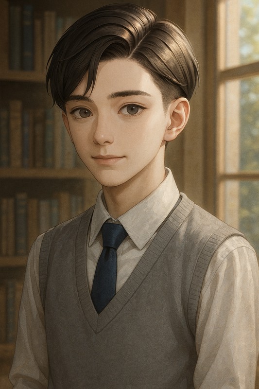 七三分けの男子のAIイラスト