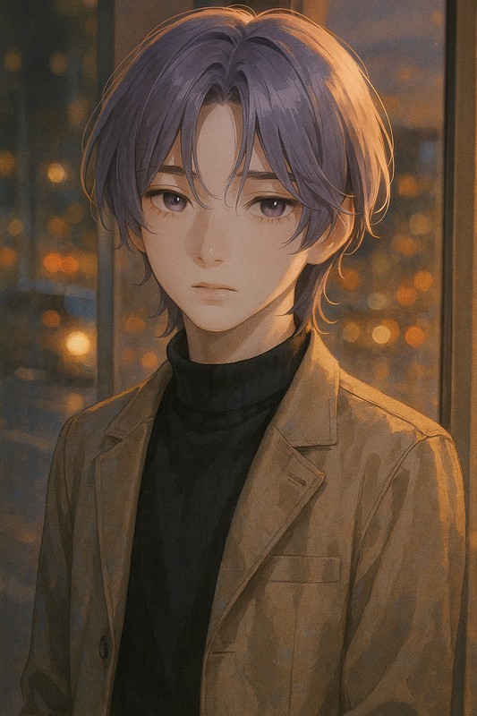センターパートの髪型の男子のAIイラスト