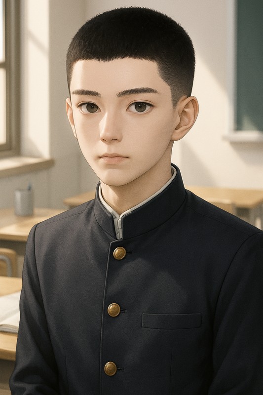 クルーカットの男子のAIイラスト|髪型プロンプト紹介