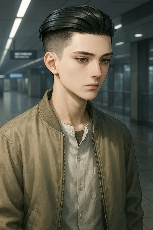 アンダーカットの男子のAIイラスト|髪型プロンプト紹介