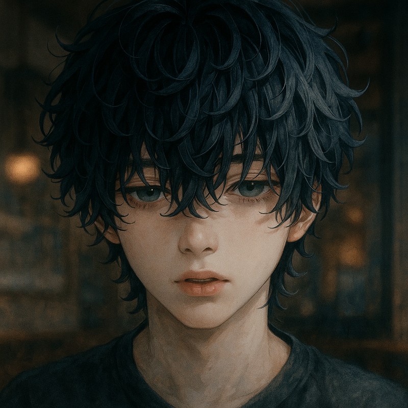 ツイストパーマの男子のAIイラスト|前髪プロンプト紹介