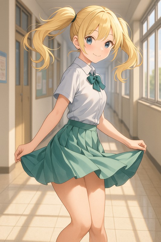 スカートをひらりと翻す動作|AI画像