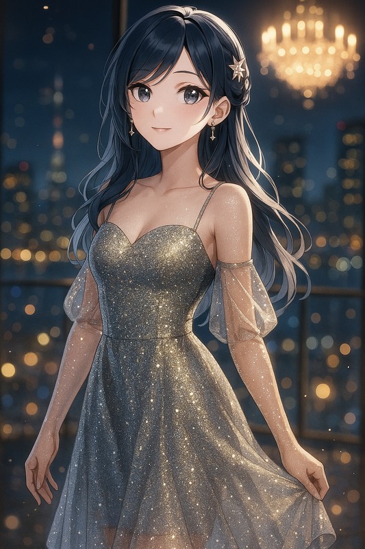 グリッタードレスの再現プロンプト|AI画像