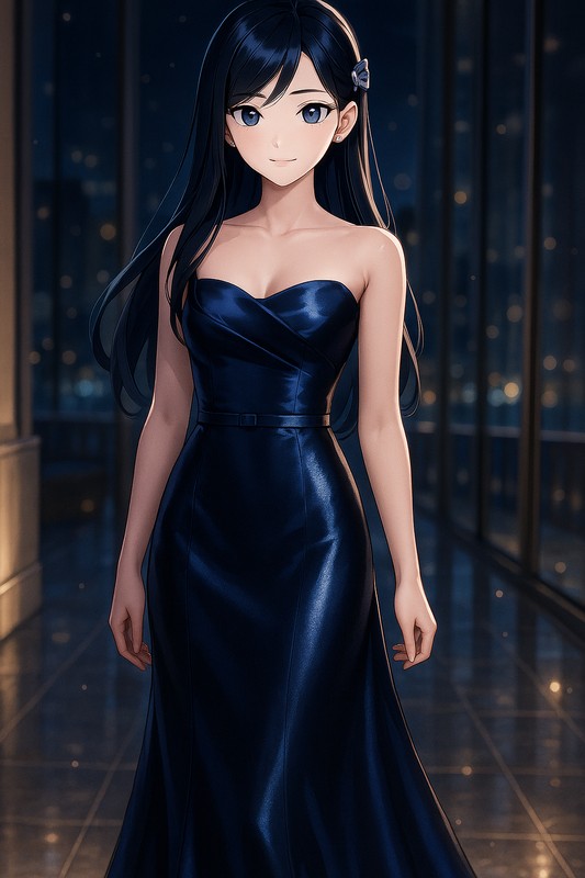 サテンドレスの再現プロンプト|AI画像