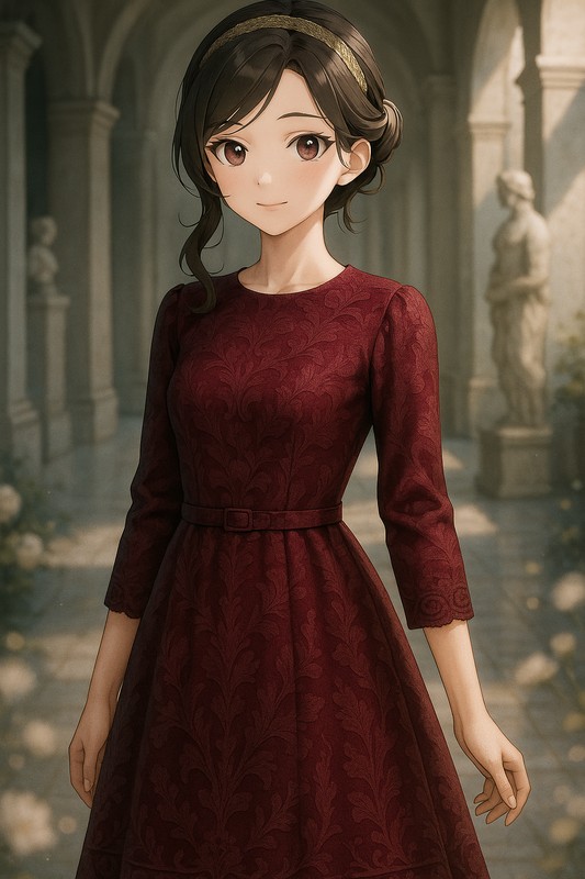 ジャガードドレスの再現プロンプト|AI画像