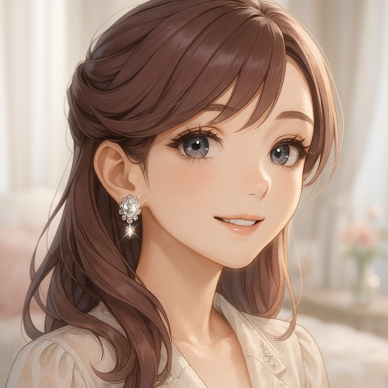 ビジュー付きピアスのAIイラスト|プロンプト紹介