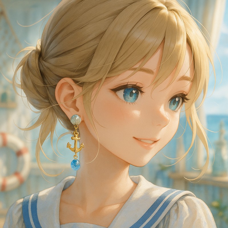 海洋風ピアスのAIイラスト|プロンプト紹介