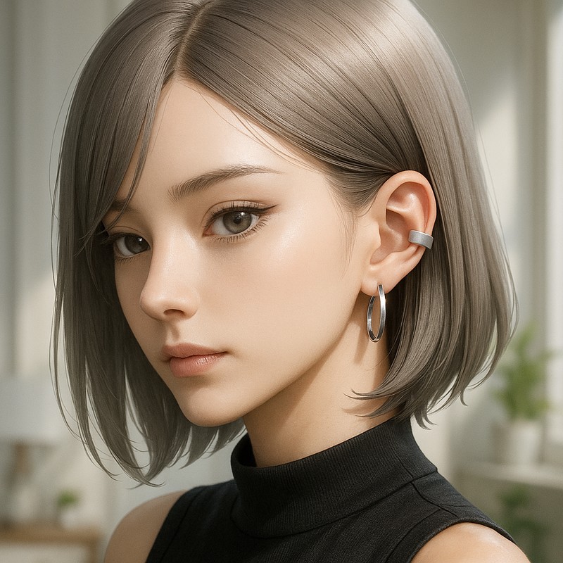 フープピアス+イヤーカフのAIイラスト|プロンプト紹介