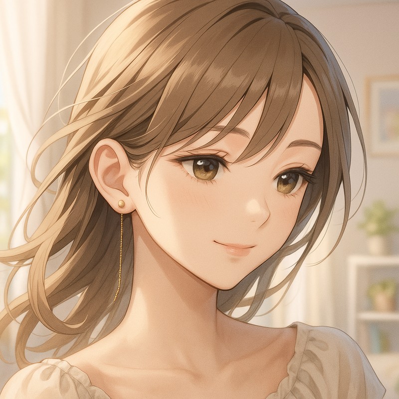 スタッド+チェーンピアスのAIイラスト|プロンプト紹介