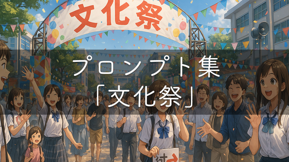 文化祭をAIで再現するプロンプト大全｜メイド喫茶・お化け屋敷・ステージ発表など22種