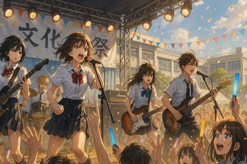 文化祭のライブステージの再現プロンプト｜AI画像