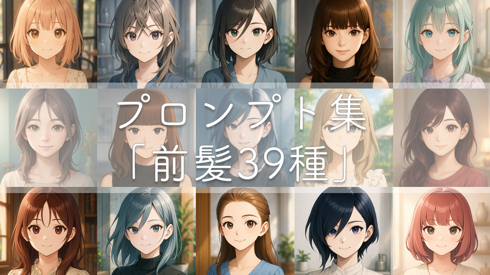【画像AI】前髪のプロンプト39種｜美少女イラスト向けの質感・分け方・色まで網羅