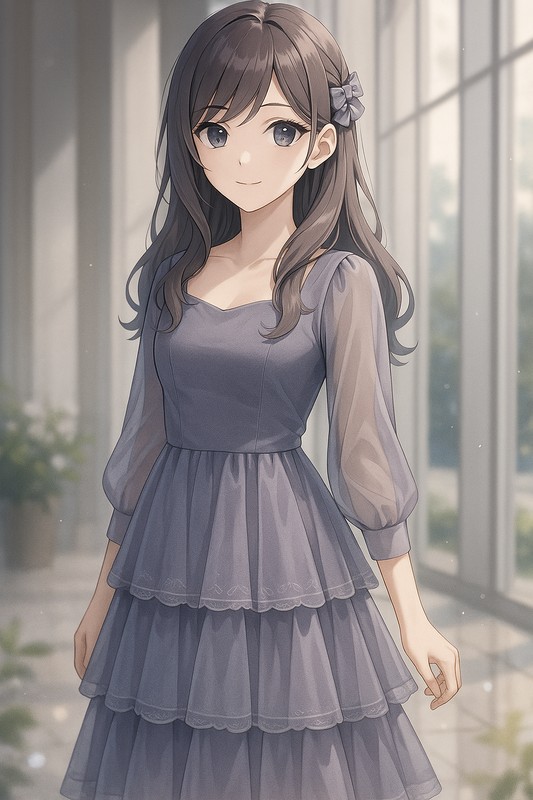 レイヤードドレスの再現プロンプト|AI画像