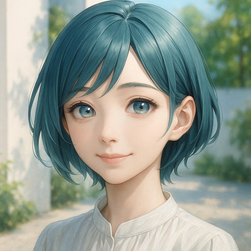 美少女の微笑み(閉じ口)|AIイラストプロンプト紹介