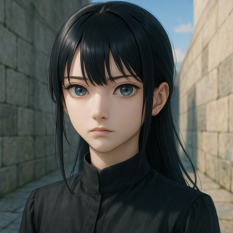 美少女の真一文字の口|AIイラストプロンプト紹介