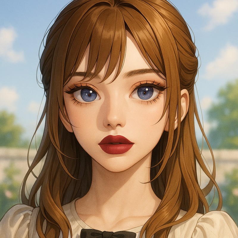 オーバーラインドリップの美少女|AIイラストプロンプト紹介