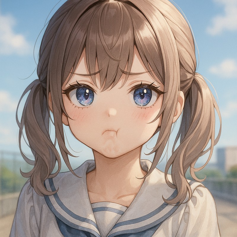 可愛い女の子のぷく口(膨れっ面)|AIイラストプロンプト紹介
