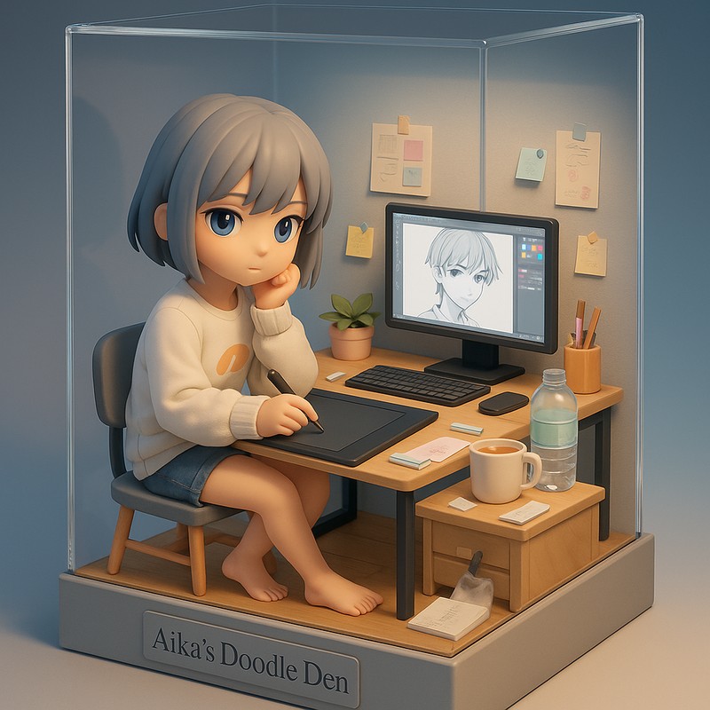 デジタルアート中の部屋|ミニチュアワークスペース