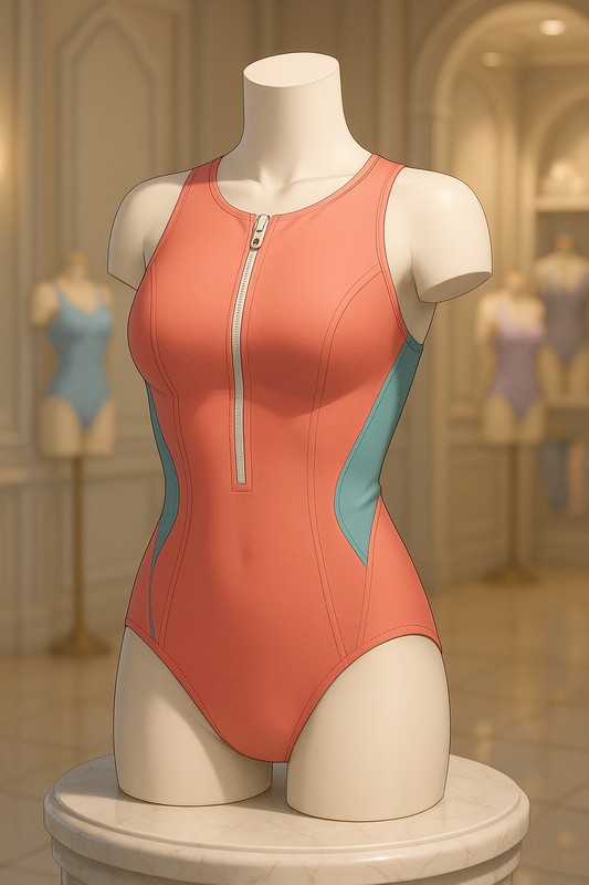 フロントジップワンピース|AI用水着プロンプト