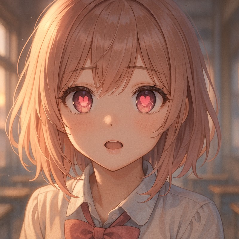 ハート型の瞳のAIイラスト|プロンプト紹介
